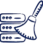 Server cleanup and maintenance with broom removing junk files from database storage units