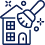 House cleaning service with sparkles and scrub brush icon
